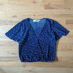 Astr Navy and White Patterned Blouse